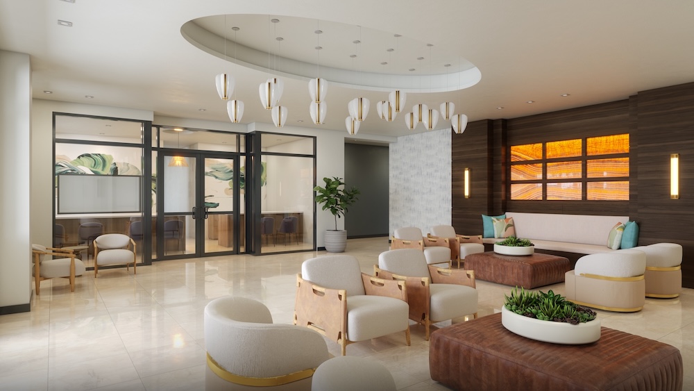 lounge with modern light and decor