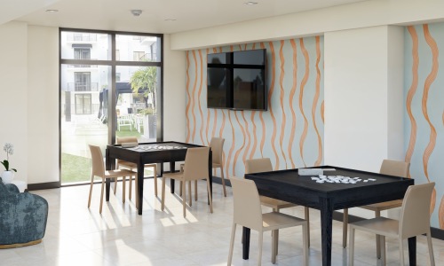 lounge area with tables